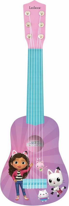 Lexibook, Gabby's Dollhouse, My First Guitar for Children, 6 Nylon Strings, 53 cm/21 inches, Guide Included, Pink, K200GDH