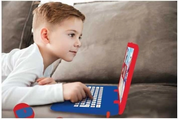 LEXIBOOK JC598SPi1 Disney Marvel Spider-Man - Educational and Bilingual Laptop French/English for Learning to Play Games and Music, Toy for Children/Kids (Boys and Girls), 124 Activities, Blue/Red