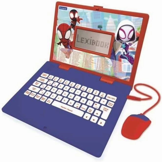 LEXIBOOK JC598SPi1 Disney Marvel Spider-Man - Educational and Bilingual Laptop French/English for Learning to Play Games and Music, Toy for Children/Kids (Boys and Girls), 124 Activities, Blue/Red