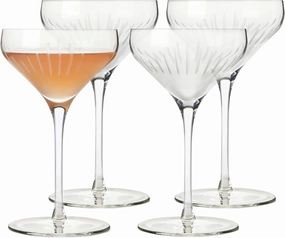 Libbey Signature Greenwich Coupe Cocktail Glasses Set of 4, Dishwasher Safe 8 Oz Coupe Wine Glasses, Stemmed Cocktail Glasses for Weddings, Birthdays