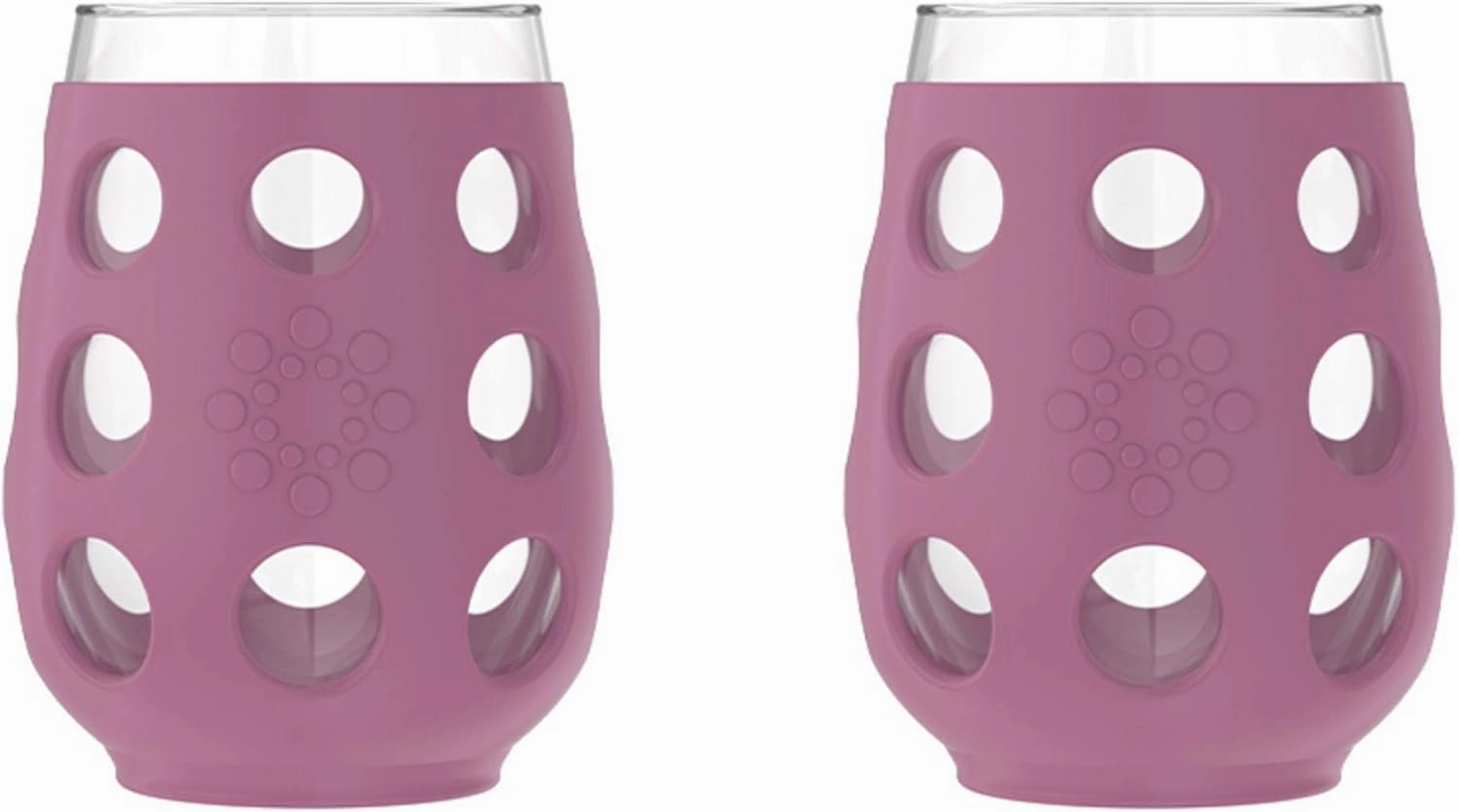 Lifefactory Wine Glass Set with Protective Silicone Sleeve, 2 Count (Pack of 1), Wisteria
