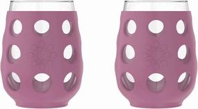 Lifefactory Wine Glass Set with Protective Silicone Sleeve, 2 Count (Pack of 1), Wisteria