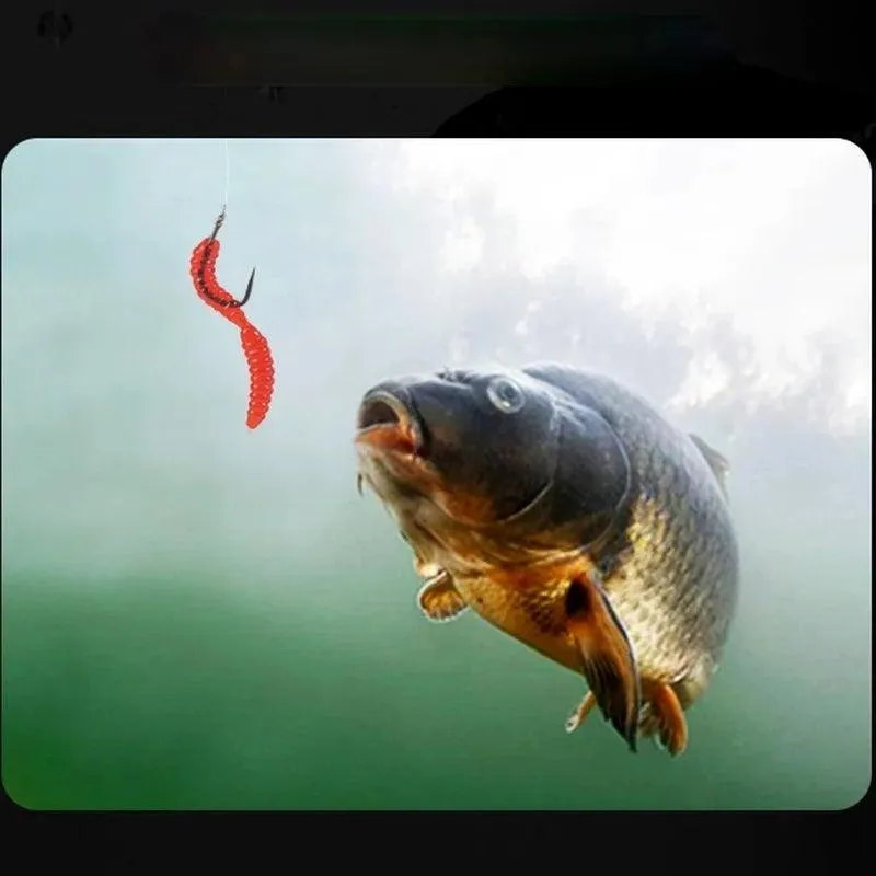 Lifelike Red Worm Soft Lure Bait - 35mm Fishing Silicone with Shrimp Scent, Available in 50/100 Pack for Bass and Carp