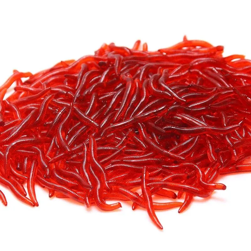 Lifelike Red Worm Soft Lure Bait - 35mm Fishing Silicone with Shrimp Scent, Available in 50/100 Pack for Bass and Carp