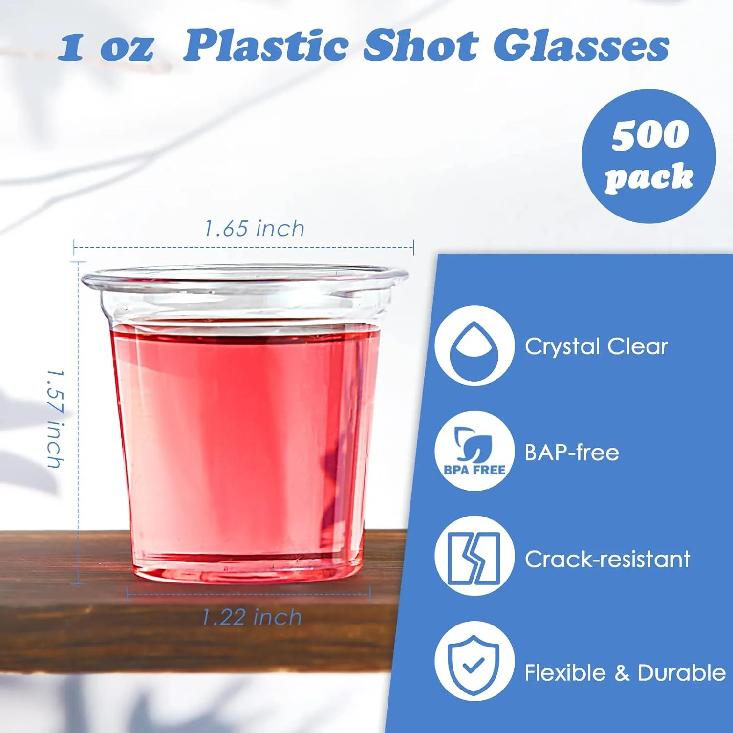 Lilymicky 500 PACK 1 oz Plastic Shot Glasses, 1 Ounce Clear Disposable Party Cups for Vodka, Whiskey, Tequila, Mini Plastic Containers for Sauce, and Sample Tasting