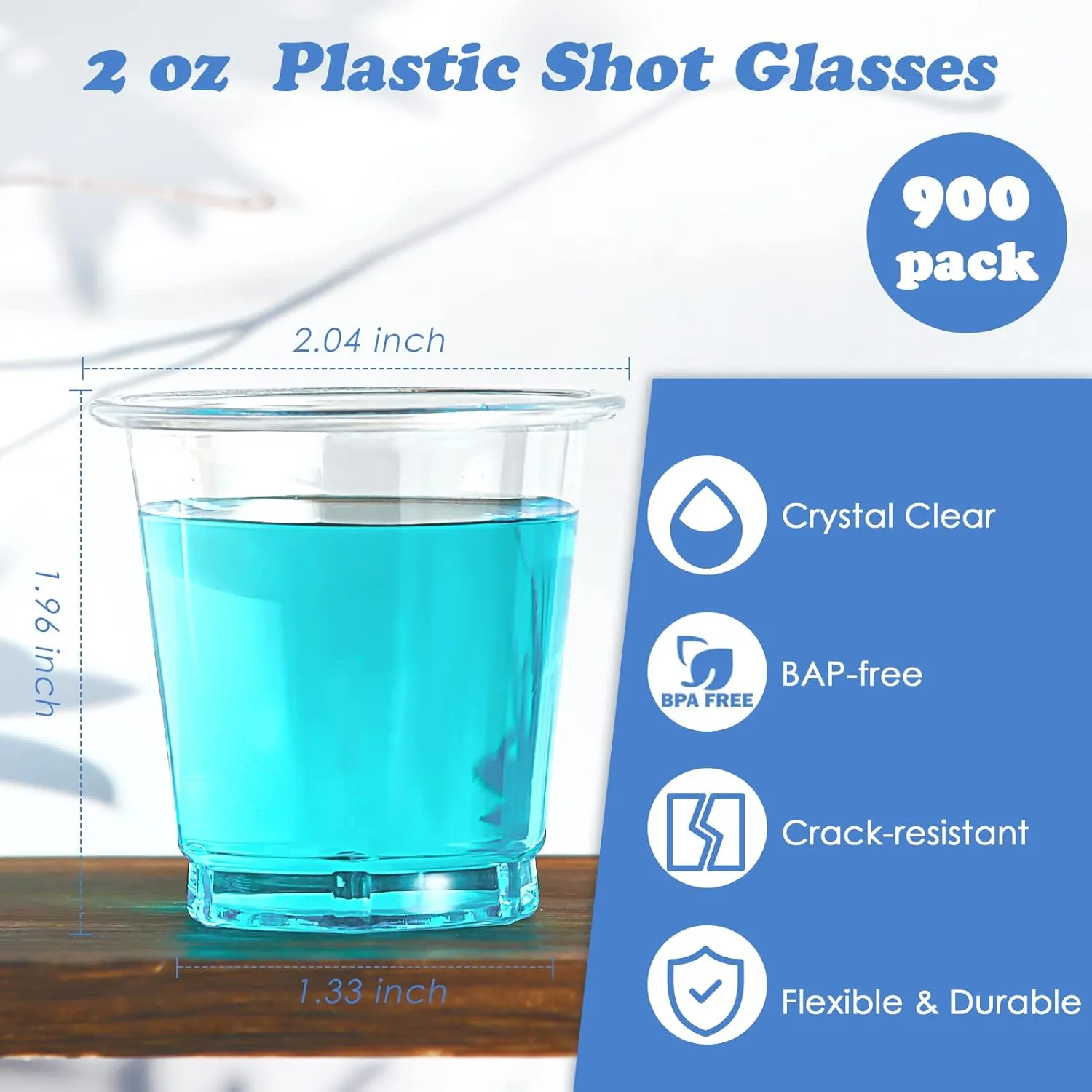 Lilymicky 900 PACK 2 oz Plastic Shot Glasses, 2 Ounce Clear Disposable Party Cups for Vodka, Whiskey, Tequila, Mini Plastic Containers for Sauce, and Sample Tasting