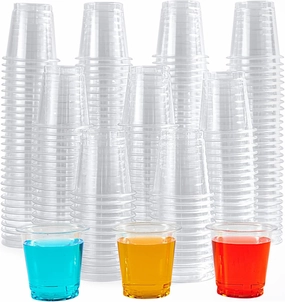 Lilymicky 500 PACK 2 oz Plastic Shot Glasses, 2 Ounce Clear Disposable Party Cups for Vodka, Whiskey, Tequila, Mini Plastic Containers for Sauce, and Sample Tasting