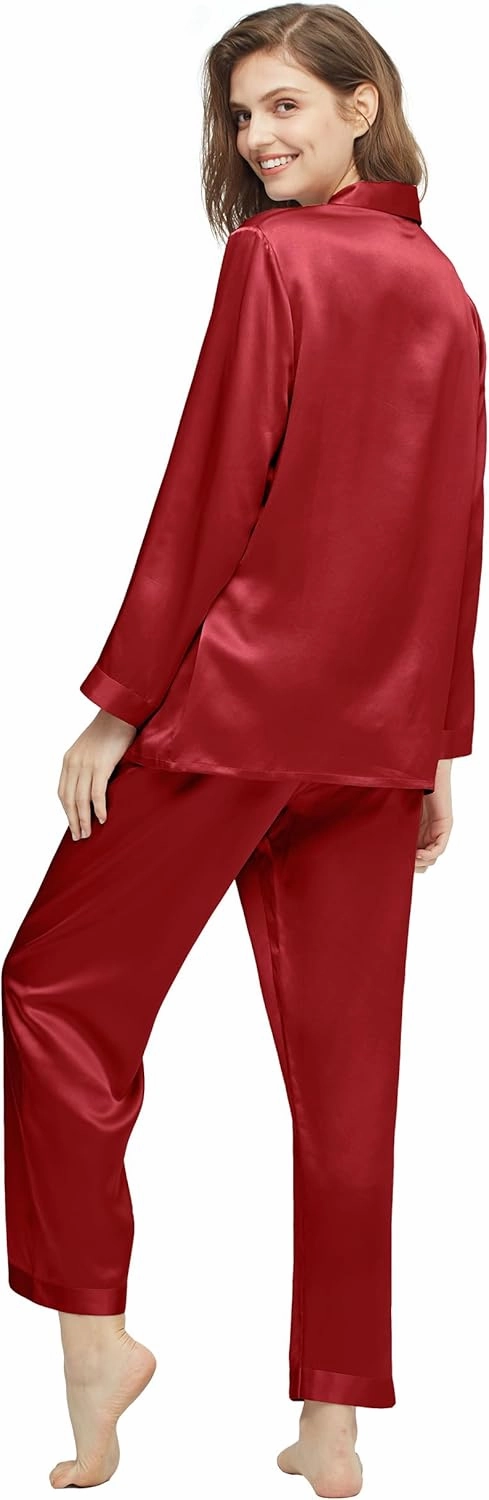LilySilk Silk Pajamas for Women Pure Full Length Long 22 Momme 100% Mulberry Silk Luxury
