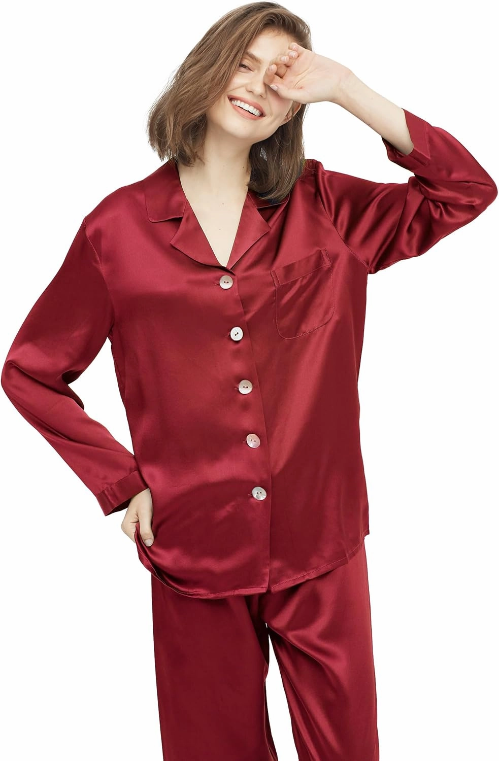 LilySilk Silk Pajamas for Women Pure Full Length Long 22 Momme 100% Mulberry Silk Luxury
