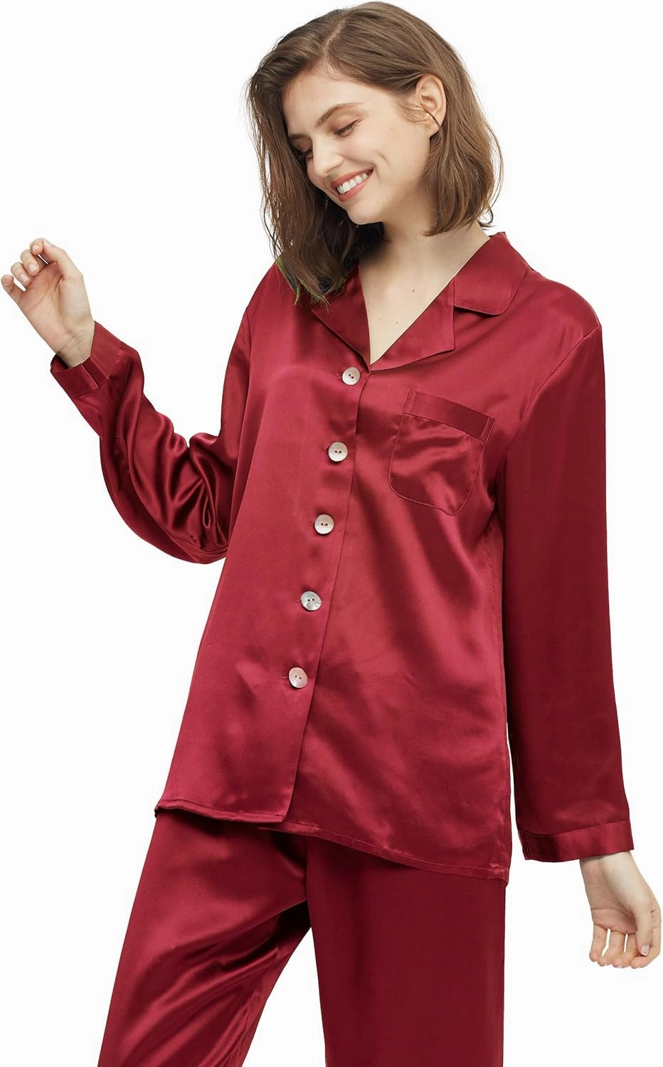 LilySilk Silk Pajamas for Women Pure Full Length Long 22 Momme 100% Mulberry Silk Luxury