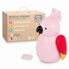 Little Big Friends Musical Friends | Pull String Cord Musical Toy for Baby | Special Stuffed Animal | Easy to Clean | Paris The Parakeet