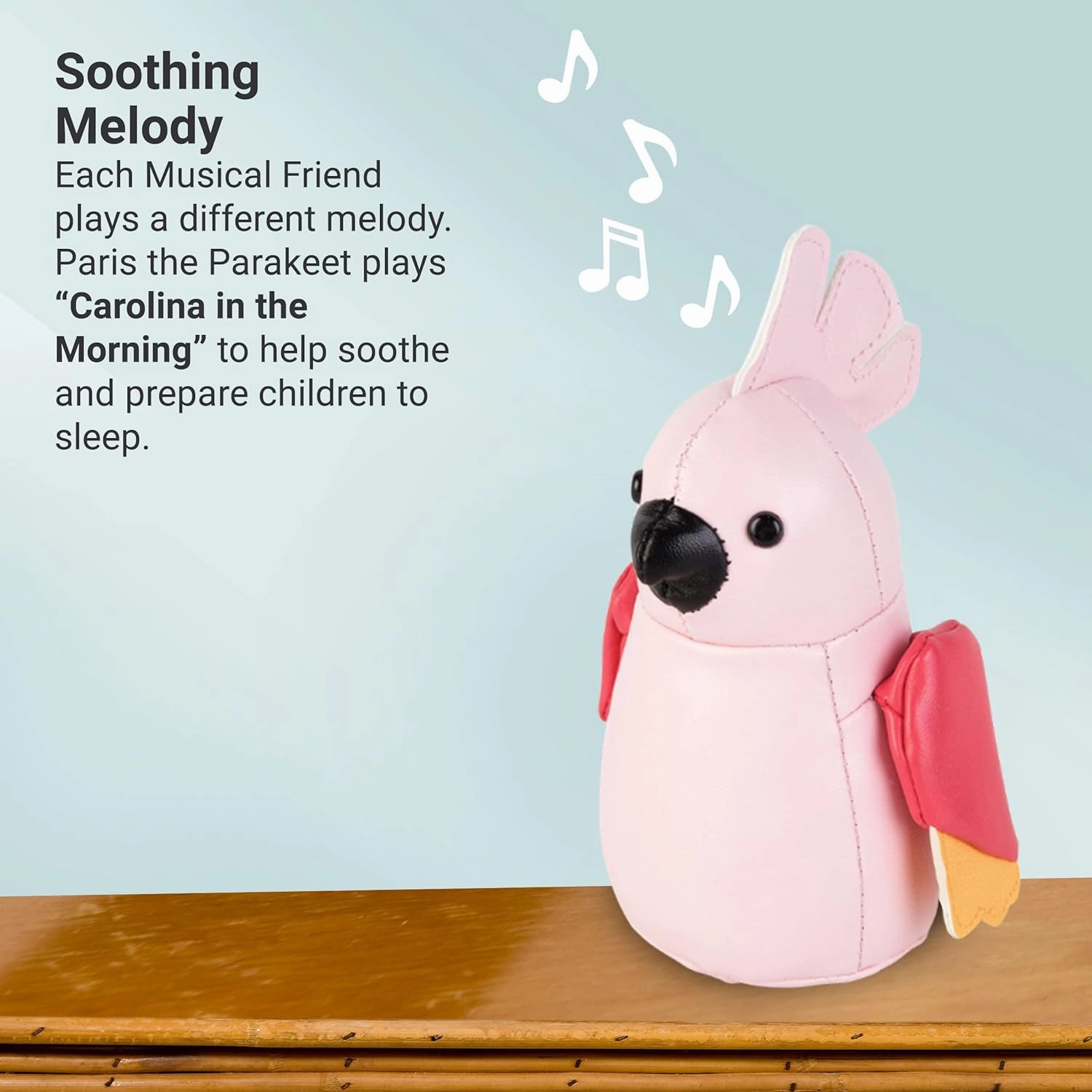 Little Big Friends Musical Friends | Pull String Cord Musical Toy for Baby | Special Stuffed Animal | Easy to Clean | Paris The Parakeet