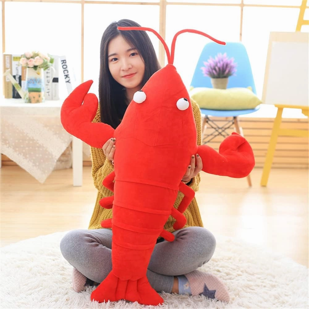 Lobster Plush Stuffed Animal Toy Lobster Pillow Suitable for Christmas and Birthday with Huggable Gifts (Red-Large)