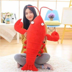 Lobster Plush Stuffed Animal Toy Lobster Pillow Suitable for Christmas and Birthday with Huggable Gifts (Red-Large)