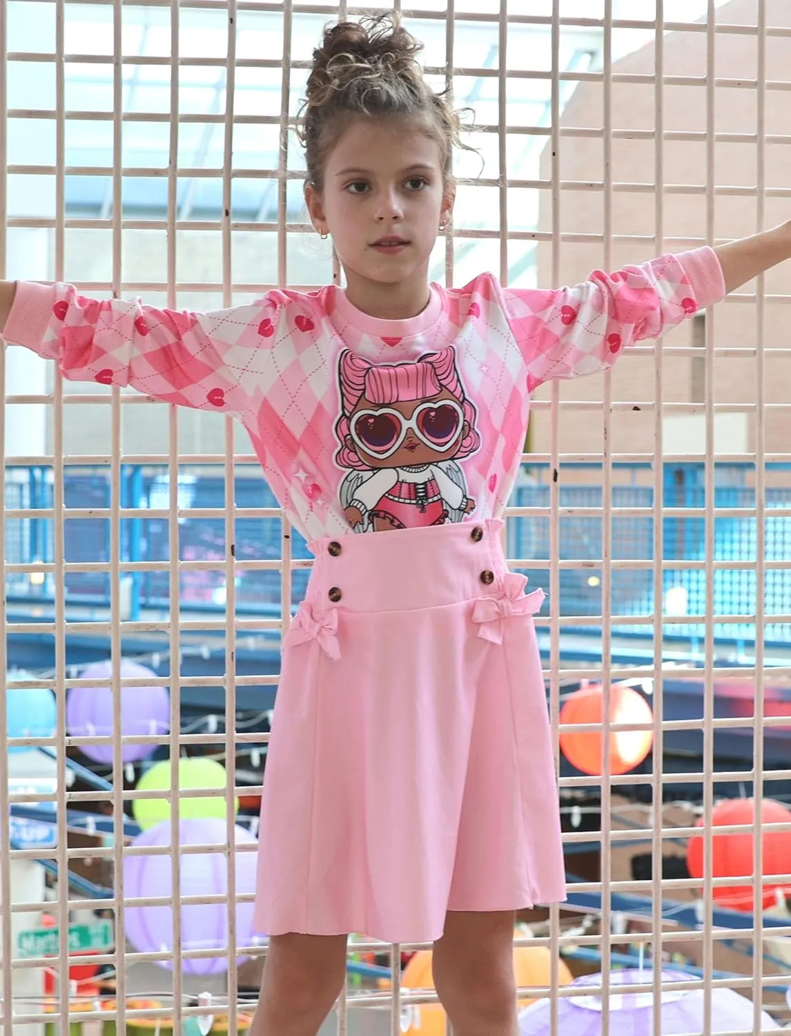 L.O.L. Surprise! Girl Skirt Set Long Sleeve Letter Print Sweatshirt Plaid/Pink Smocked Skirt Set 2PCS Clothes Set Outfit