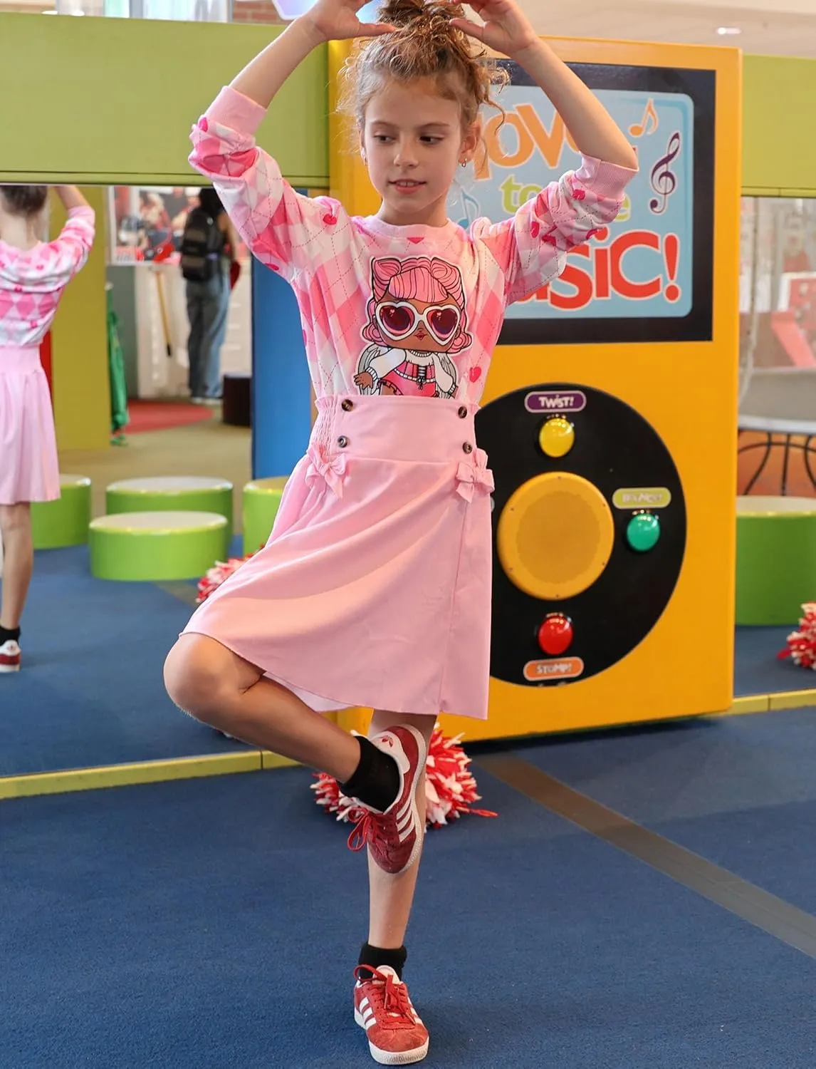 L.O.L. Surprise! Girl Skirt Set Long Sleeve Letter Print Sweatshirt Plaid/Pink Smocked Skirt Set 2PCS Clothes Set Outfit