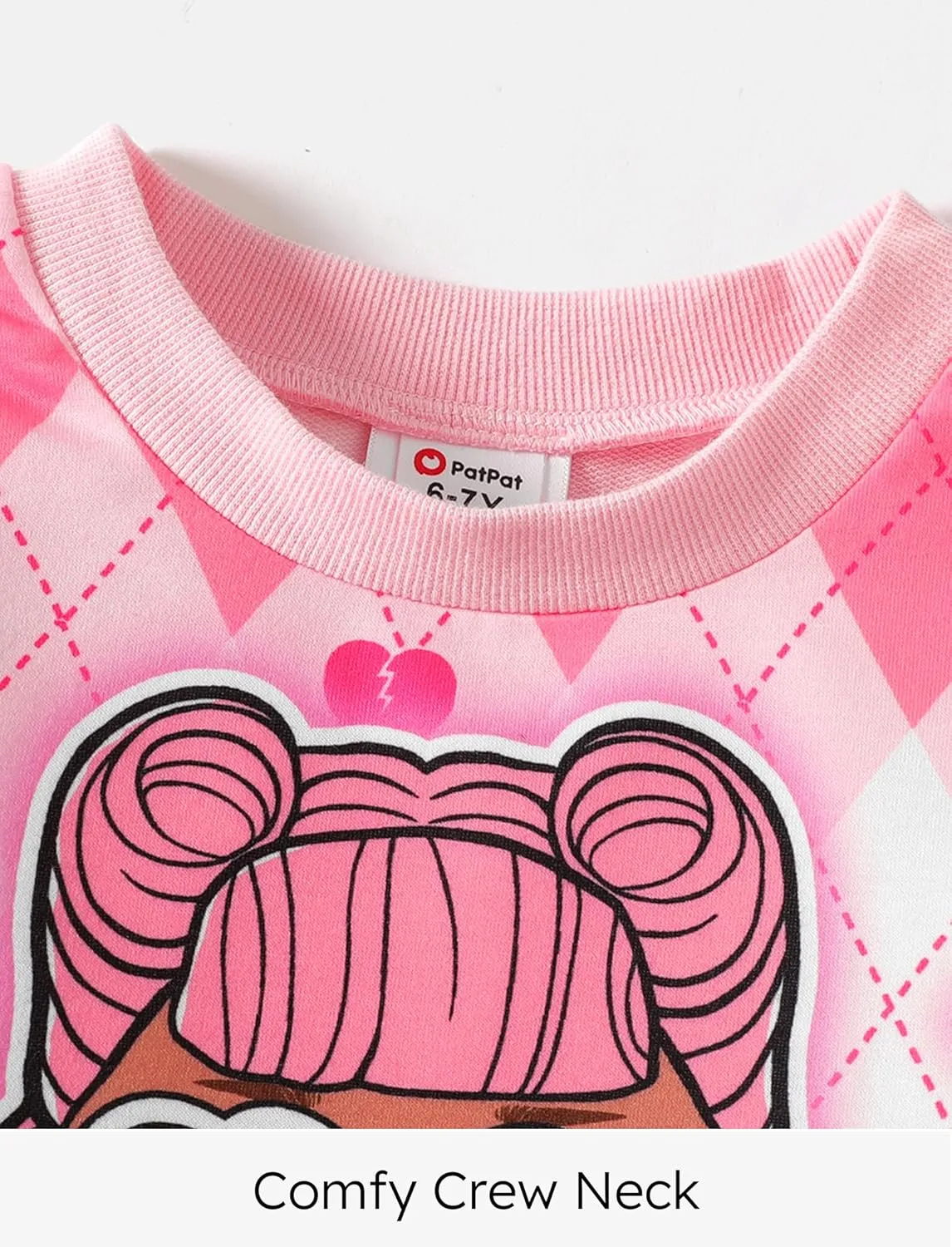 L.O.L. Surprise! Girl Skirt Set Long Sleeve Letter Print Sweatshirt Plaid/Pink Smocked Skirt Set 2PCS Clothes Set Outfit