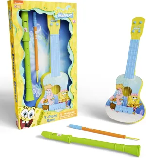 Lollipop Spongebob 3in1 Instrumental Toy, Musical Toy for Kids, Educational Learning, Including Ukalele, Whistle, and Recorder, Perfect for Gift for Children