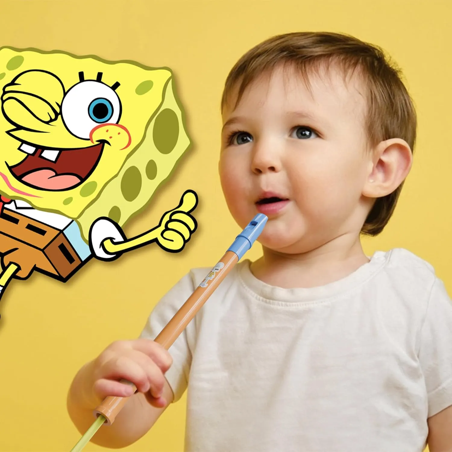 Lollipop Spongebob 3in1 Instrumental Toy, Musical Toy for Kids, Educational Learning, Including Ukalele, Whistle, and Recorder, Perfect for Gift for Children