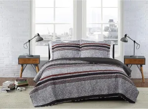 London Fog Warren Stripe Full/Queen 3-Piece Quilt Set