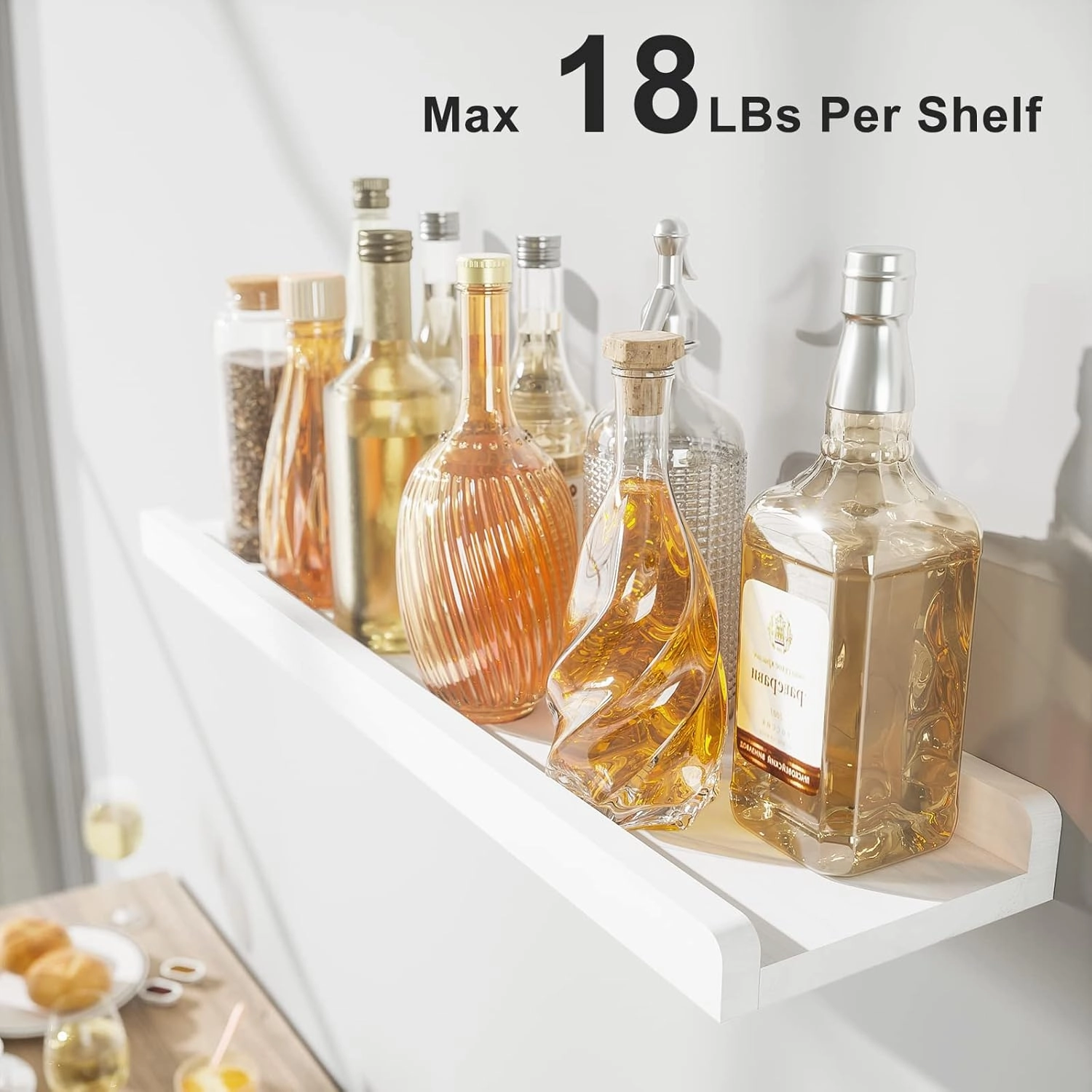 Love-KANKEI Floating Shelves Wall Mounted Set of 2, 24 Inch Wood Storage Wall Shelves for Bedroom Living Room Bathroom Kitchen Office and More White