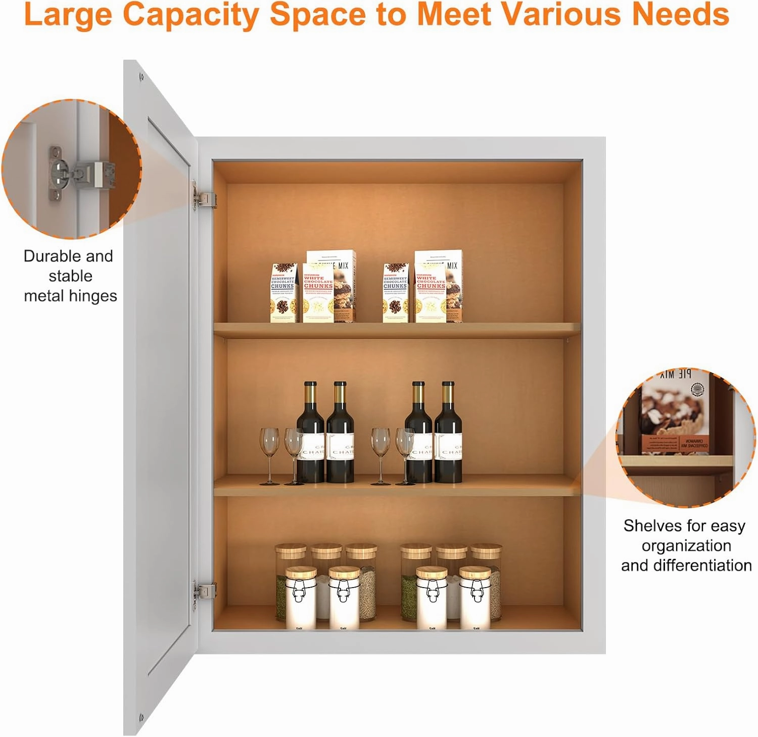 LOVMOR Kitchen Wall Cabinet & Cupboard, Medicine Cabinet,Bathroom Cabinet Wall Mounted with Doors and Shelves, 12" D*18" W*42" H, Traditional Dove