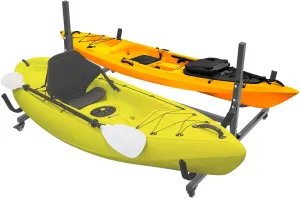 LOYALHEARTDY Kayak Stand, 1 Layer 2 Kayaks Storage Rack with Lockable Wheels for Indoor, Outdoor, Garage, shed, Marina Kayak Storage Racks Heavy Duty 50.8"-74.4" Adjustable Length Kayaks Stand