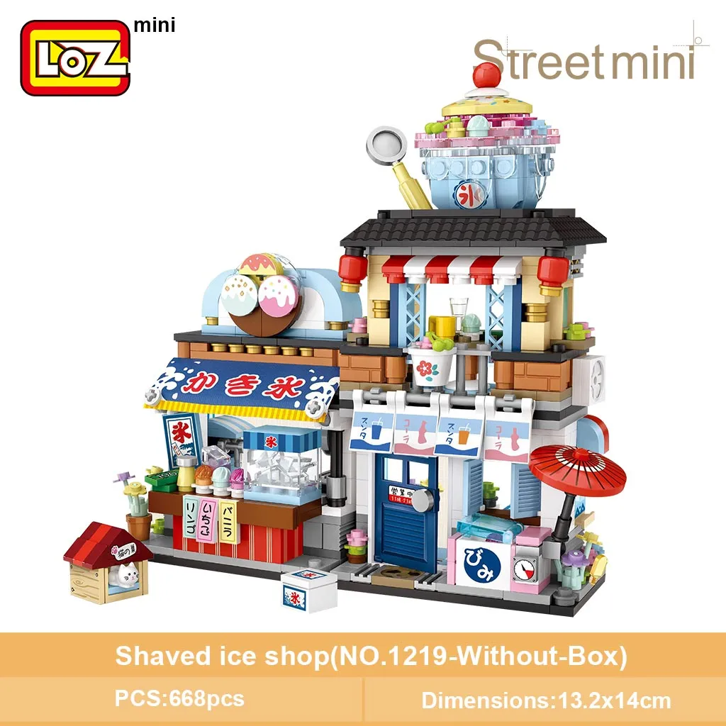 LOZ Mini Building Blocks Japanese Mini Street View folding food street Octopus barbecue ice shop assembly building block toys
