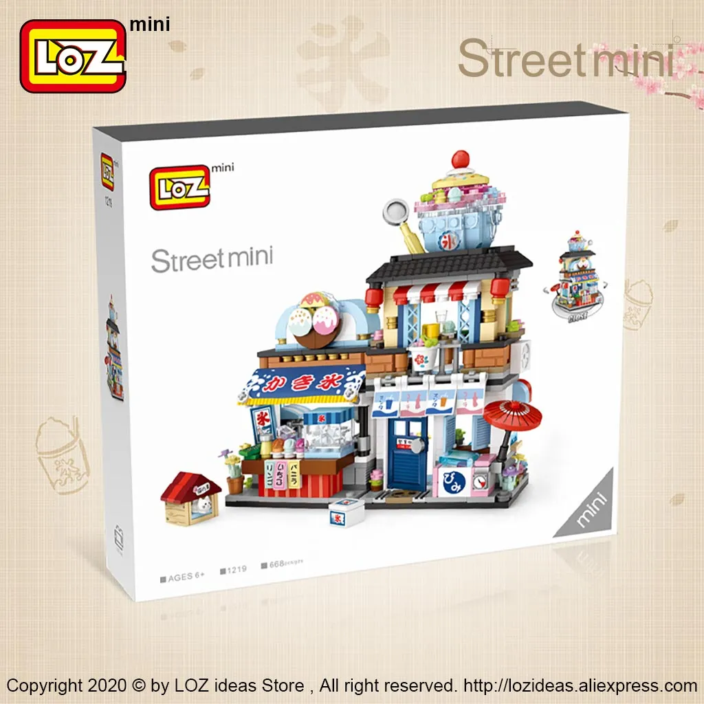 LOZ Mini Building Blocks Japanese Mini Street View folding food street Octopus barbecue ice shop assembly building block toys
