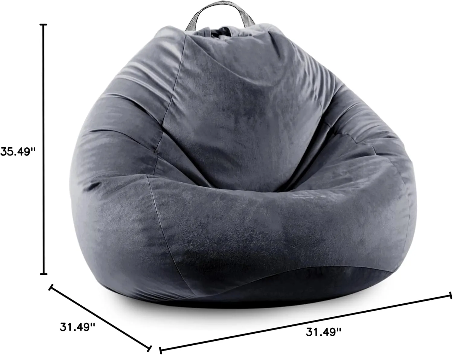 LPMOERA Stuffed Animal Storage Bean Bag Chair Cover (No Filler) Zipper Soft Fuzzy Fluffy Stuffable Bean Bag Cover for Organizing Children Plush Toys or Memory Dark Gray Large