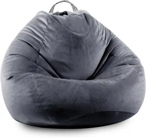 LPMOERA Stuffed Animal Storage Bean Bag Chair Cover (No Filler) Zipper Soft Fuzzy Fluffy Stuffable Bean Bag Cover for Organizing Children Plush Toys or Memory Dark Gray Large