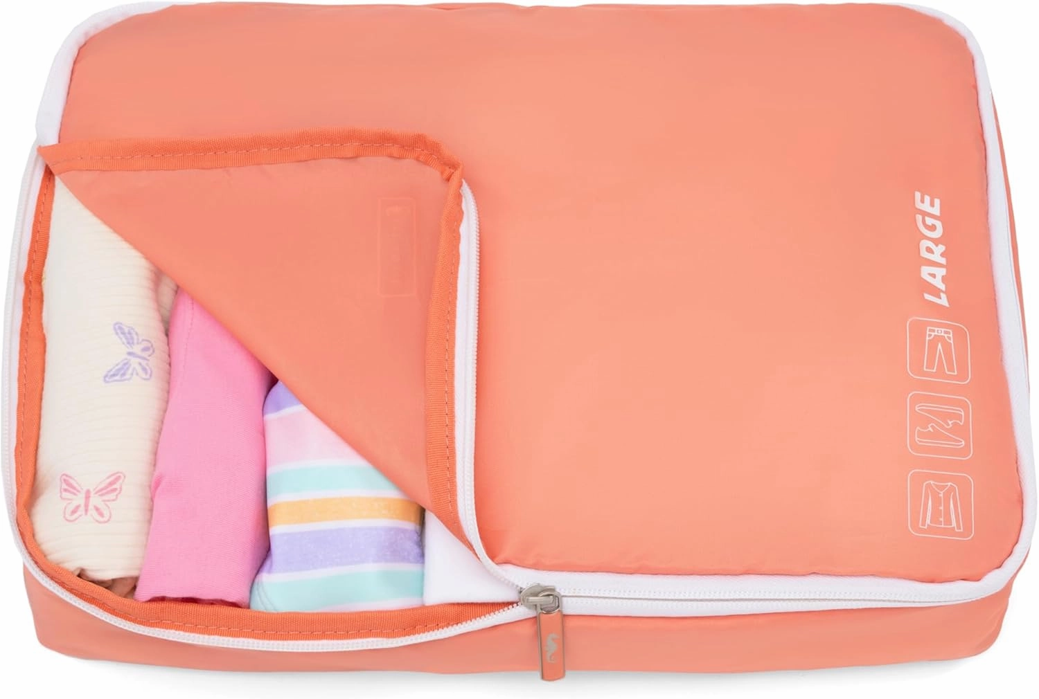 Luggage Carry On Expandable Hardside Spinner & 2 Large Washable Packing Cubes, 3 Piece Set, Coral Orange