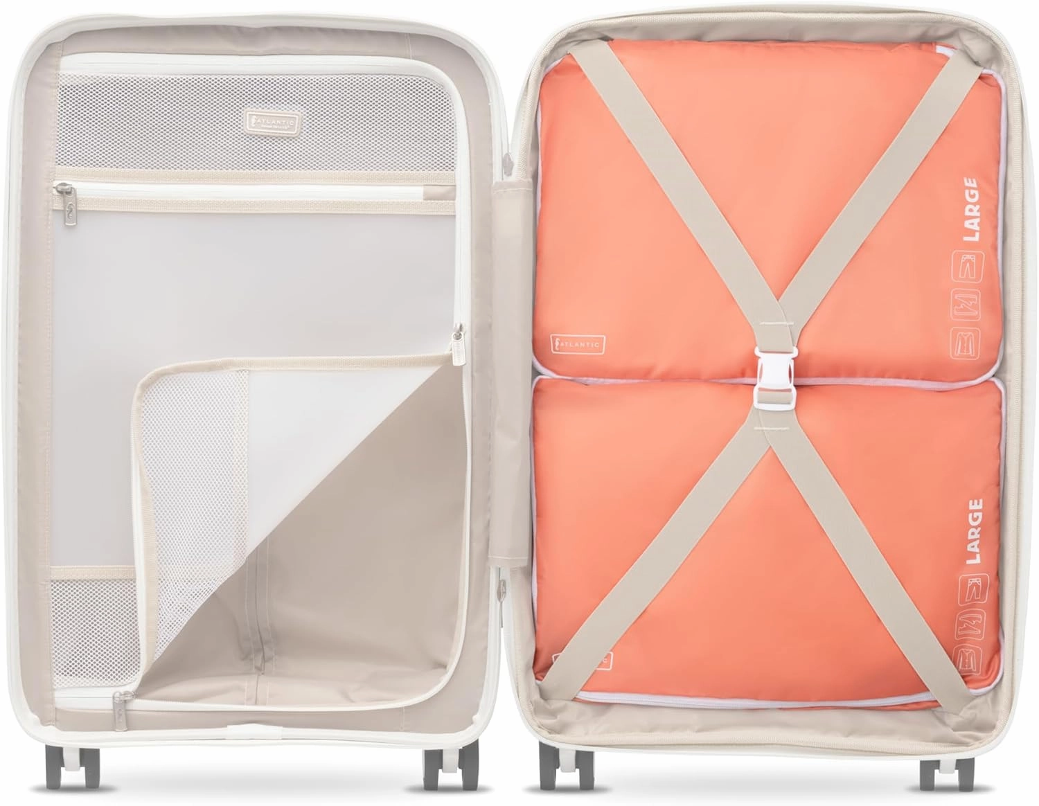 Luggage Carry On Expandable Hardside Spinner & 2 Large Washable Packing Cubes, 3 Piece Set, Coral Orange