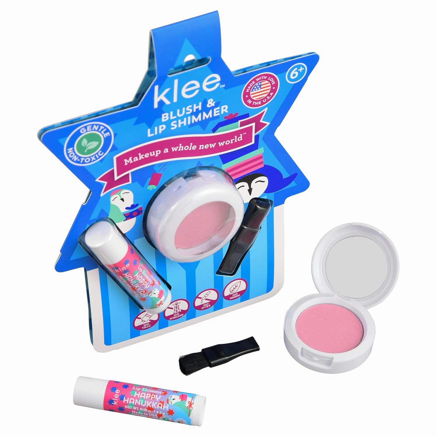 Luna Star Klee Blush and Lip Shimmer Hanukkah Gift Set for Kids and Tweens. Gentle and Non-Toxic. Made in USA. (Candlelight Glow)