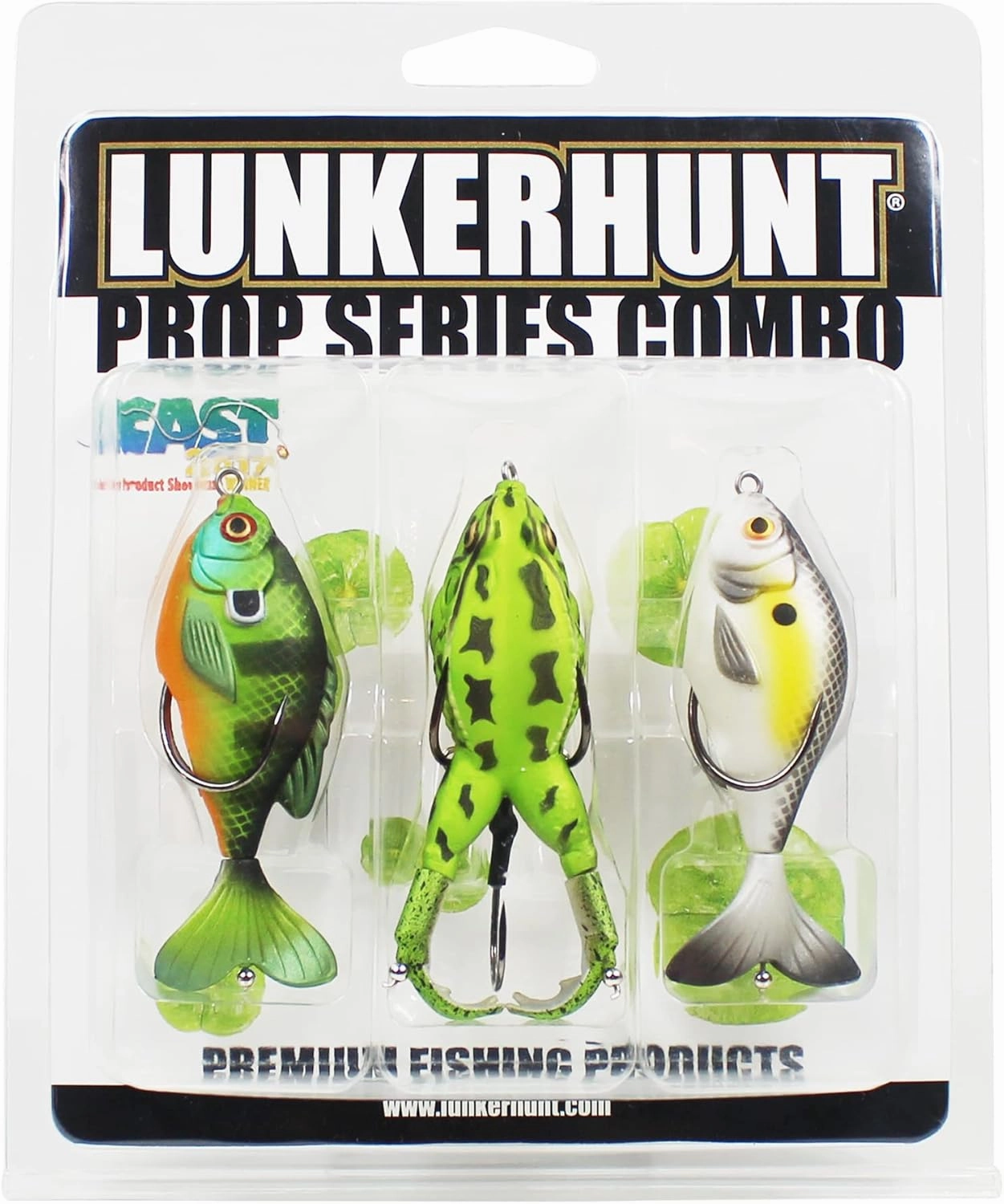 LUNKERHUNT Bass Fishing Lures Kit (3-Pack) - 2 Prop Fish Lures and 1 Prop Frog Lure | Best Topwater Fishing Bait, Weedless Hooks Hollow Realistic Body