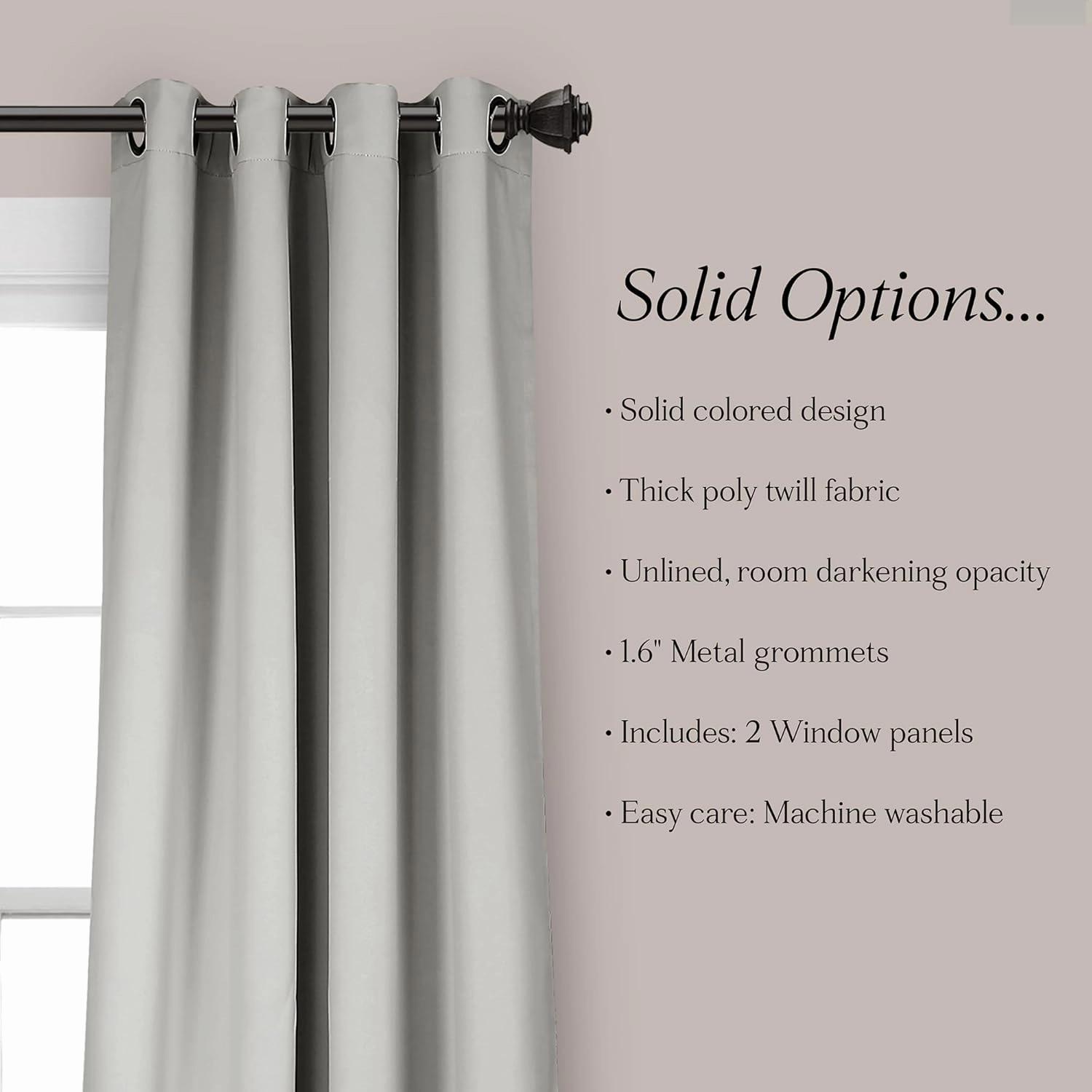 Lush Decor Insulated Grommet Blackout Window Curtain Panels, Pair, 52" W x 84" L, Light Gray - Classic Modern Design - Chic Window Decor - Long Curtains For Living Room, Bedroom, Or Dining Room