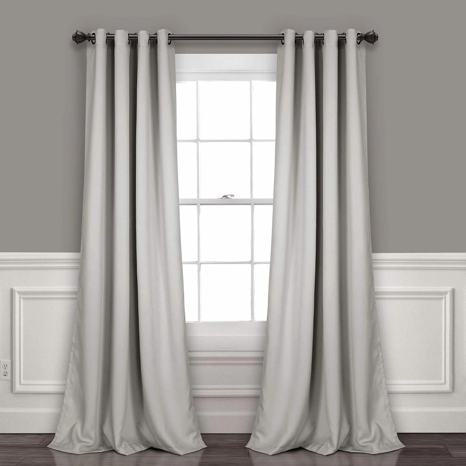 Lush Decor Insulated Grommet Blackout Window Curtain Panels, Pair, 52" W x 84" L, Light Gray - Classic Modern Design - Chic Window Decor - Long Curtains For Living Room, Bedroom, Or Dining Room