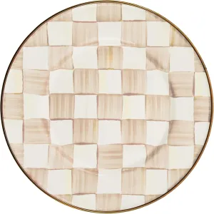 MACKENZIE-CHILDS Enamel Salad and Dessert Plate, Small Plate for a Dessert or Appetizer Dish, 8 Inches, Brown-and-White Mocha Check
