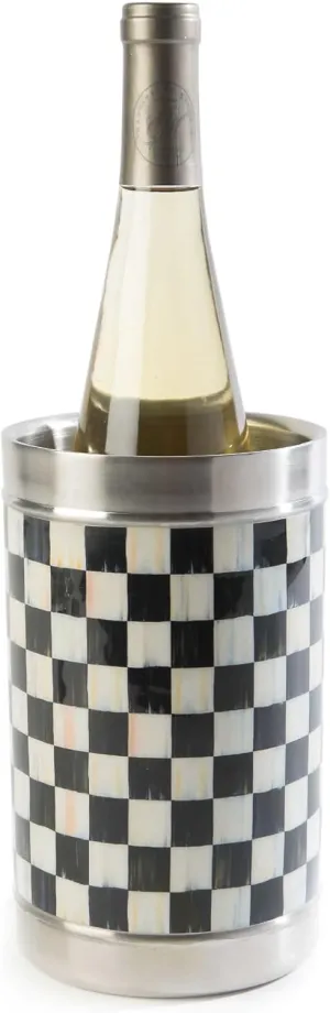 MACKENZIE-CHILDS Wine Bottle Cooler, Champagne and Wine Ice Bucket, Black-and-White Courtly Check