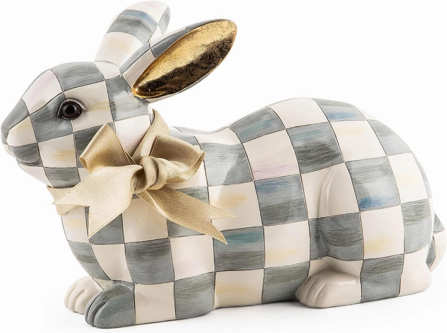 MACKENZIE-CHILDS Bunny Figurine, Rabbit Figurine Decoration for Spring, Resting, Sterling Check