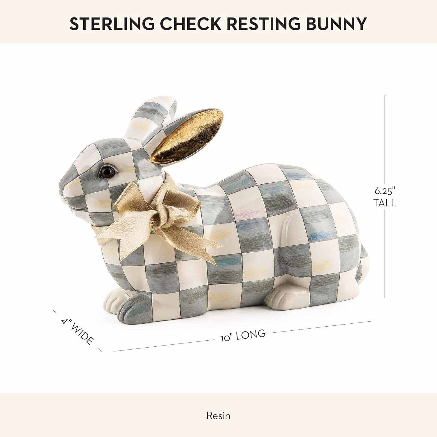 MACKENZIE-CHILDS Bunny Figurine, Rabbit Figurine Decoration for Spring, Resting, Sterling Check