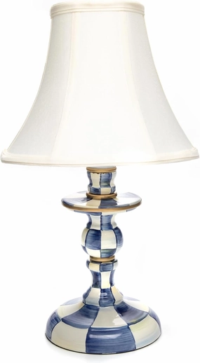 MACKENZIE-CHILDS Candlestick Lamp, Decorative Lamp for Living Room or Bedroom, Blue-and-White Royal Check