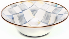 MACKENZIE-CHILDS Enamel Breakfast Bowl, Unique Soup Bowl or Cereal Bowl, Dinnerware, Gray-and-White Sterling Check, Set of 1