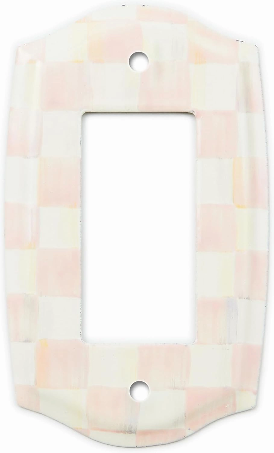 MACKENZIE-CHILDS Enamel Switch Plate, Light-Switch Cover, Single Rocker, Pink-and-White Rosy Check
