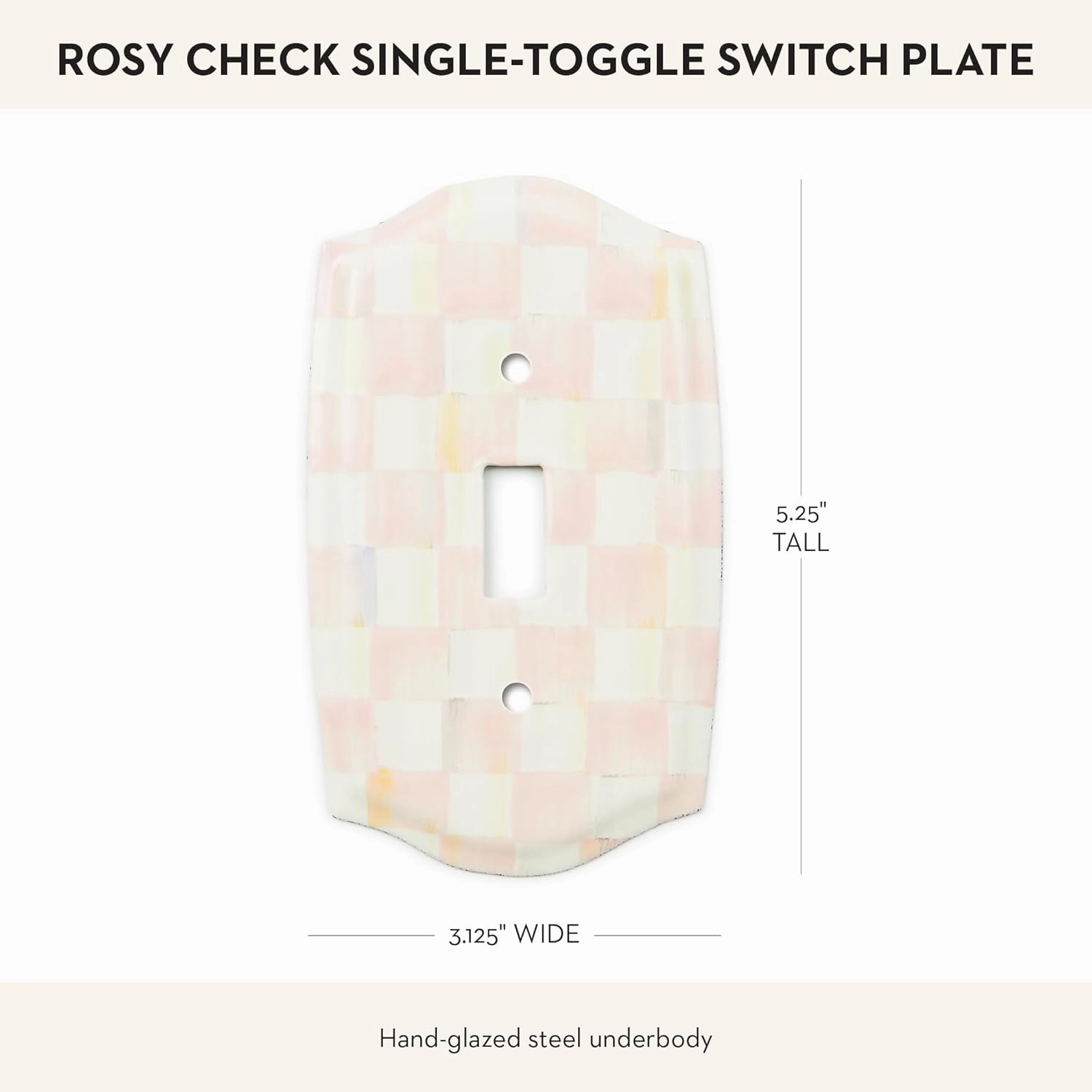 MACKENZIE-CHILDS Enamel Switch Plate, Light-Switch Cover, Single Toggle, Pink-and-White Rosy Check