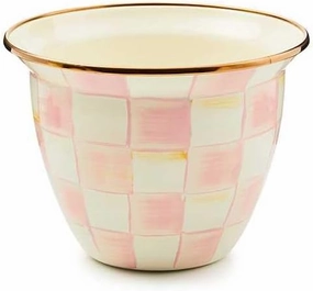 MACKENZIE-CHILDS Flowerpot, Decorative Garden Pot for Growing Plants, Pink-and-White Rosy Check