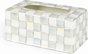MACKENZIE-CHILDS Tissue-Box Cover, Tissue Holder for Home Decor, Gray-and-White Sterling Check, Rectangle