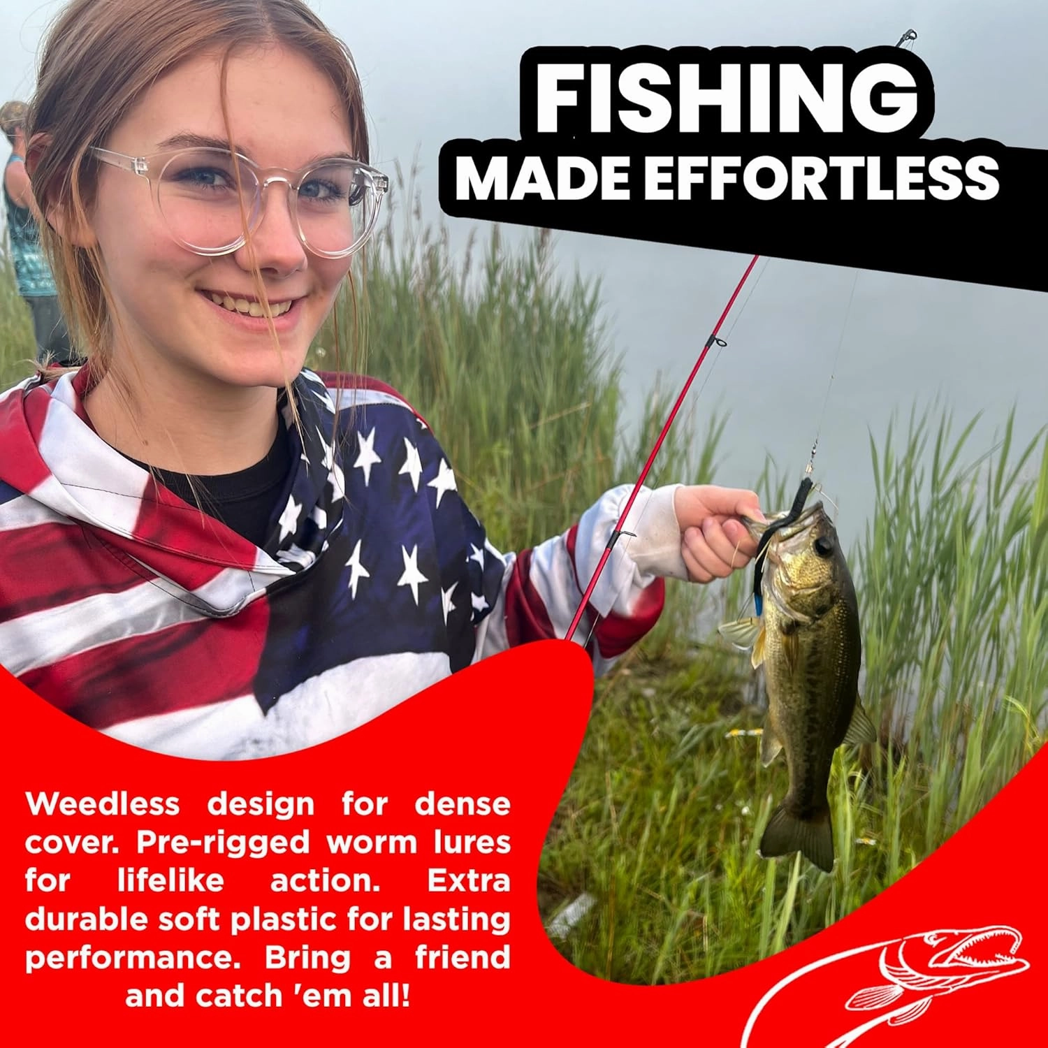 Made in USA Weedless Pre-Rigged Fishing Lures Bass Set, Pike, and Anything in Between - USA - Extra Durable Soft Plastic Swimbaits for Bass Fishing Lures - 5 PCS Bass Baits and Lures Pack(Variety)