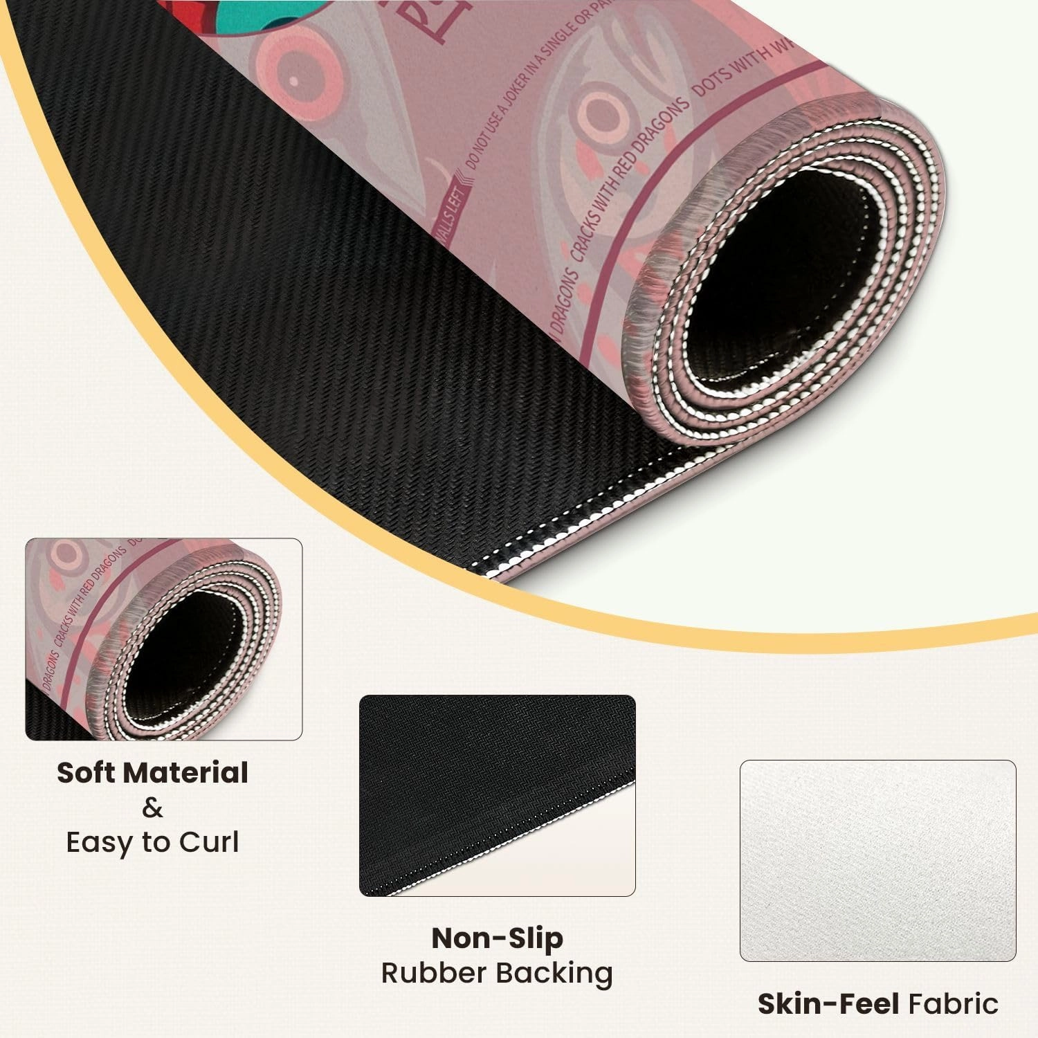 Mahjong Mat for Table Fishing Lures Seamless 31.5" x 31.5" Non-Slip Noise-Reducing Game Mat Premium Mahjong Accessories for Poker Dominoes Board Games