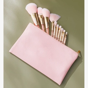 Makeup Tools, Foundation, Eye Shadow, Lip Brush, Complete Set Of 10 Makeup Brushes, Pink